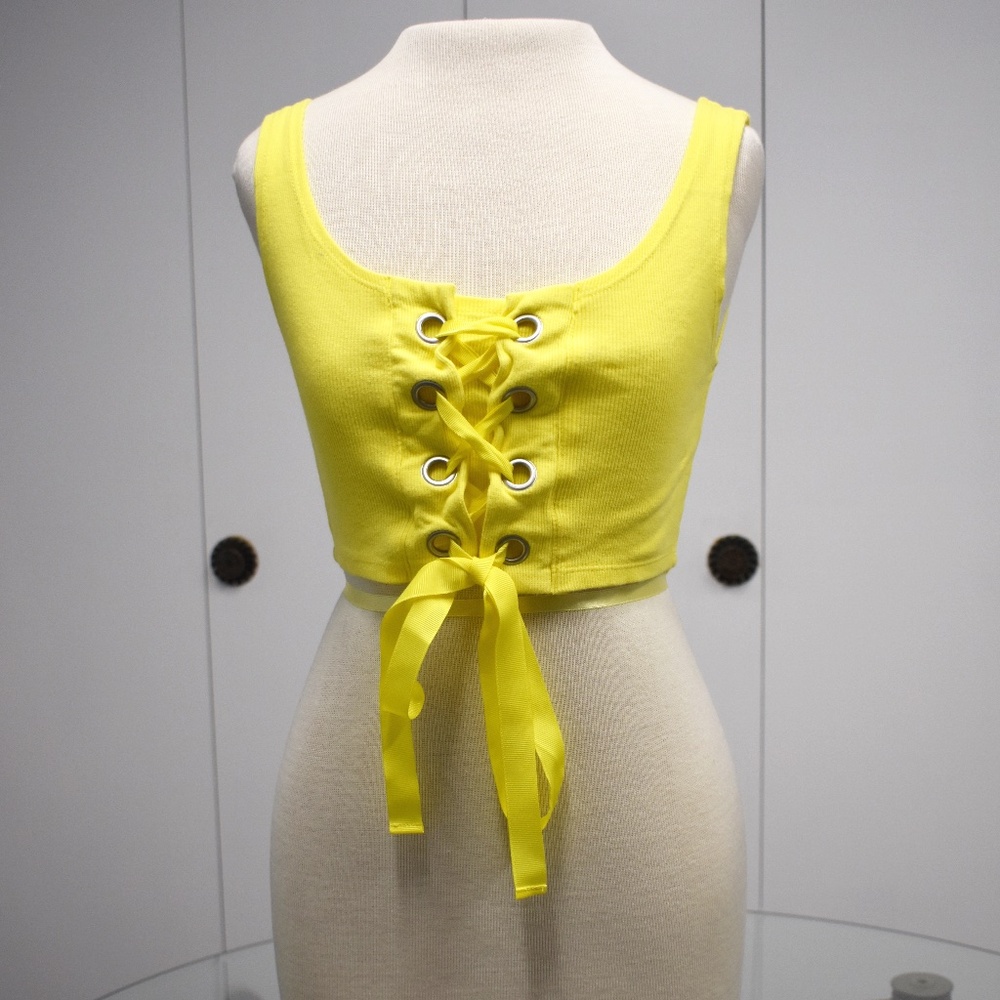 REVAMPED: Yellow Lace-Up Crop Top